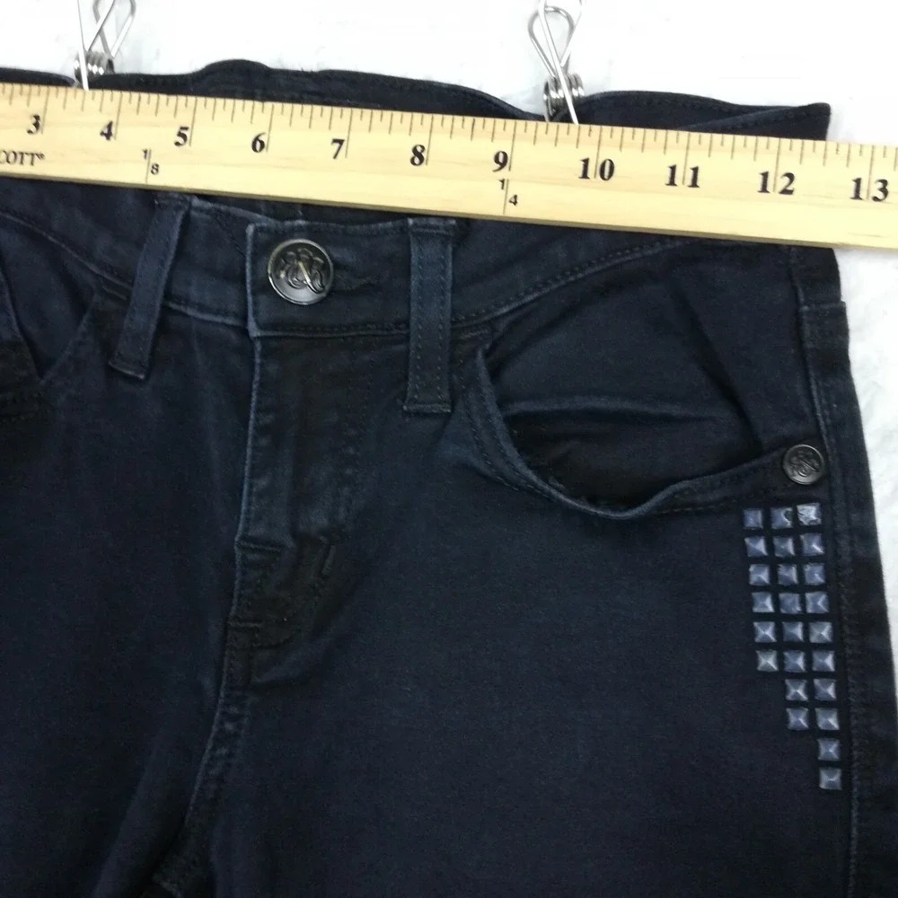 Rock & Republic Womens Jeans Berlin Skinny‎ Blue Denim Studded Navy Mid Rise 6
